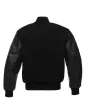 Black Wool & Cowhide Leather American Varsity Jacket - Back View