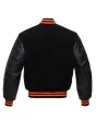 Black Wool Body Varsity Jacket - Back View