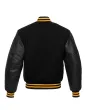 Black Wool Body Varsity Jacket - Back View