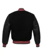 Black Wool Body Varsity Jacket - Back View
