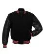 Black Leather Sleeves American Varsity Jacket - Front View