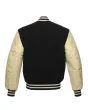 Black Wool Body Varsity Jacket - Back View