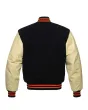 Black Wool Body Varsity Jacket - Back View