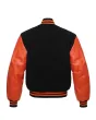 Black Wool Body Varsity Jacket - Back View