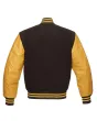 Brown Wool Body Varsity Jacket - Back View