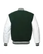 Forest Green Wool and White Leather American Varsity Jacket - Back View