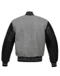 Grey Wool Body Varsity Jacket - Back View