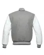 Grey Wool Body Varsity Jacket - Back View
