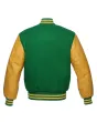 Kelly Green Wool and Gold Leather American Varsity Jacket - Back View