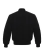 Midnight Classic Wool Varsity Jacket: Back view featuring the back design, showcasing the timeless varsity style with embroidered details and a comfortable fit.