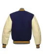 Navy Blue Wool Body Varsity Jacket - Back View