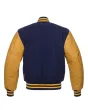 Navy Blue Wool Body Varsity Jacket - Back View