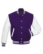 White Leather Sleeves American Varsity Jacket - Front View