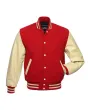 Red and Cream Varsity Jacket - Front View