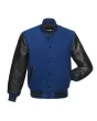Royal Blue and Black Varsity Jacket - Front View