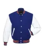 White Leather Sleeves American Varsity Jacket - Front View