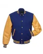 Royal Blue and Gold Varsity Jacket - Front View