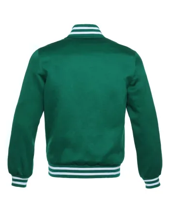 Forest Green Striped Satin Bomber Jacket
