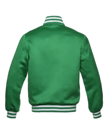 Kelly Green Striped Satin Bomber Jacket