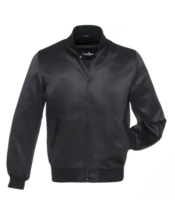 Midnight Monochrome Satin Bomber Jacket