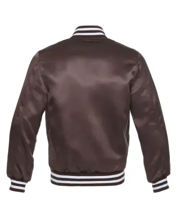 Rich Brown Striped Satin Bomber Jacket