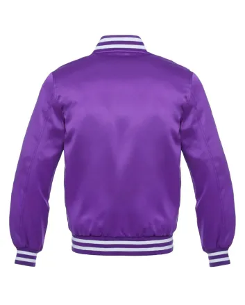 Royal Purple Striped Satin Bomber Jacket