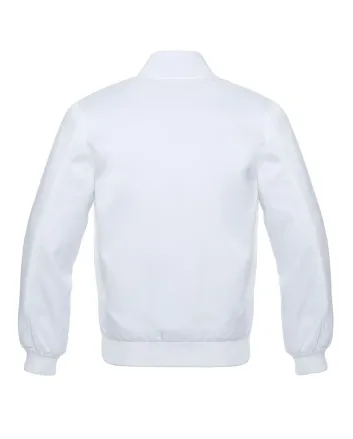 Snowy White Satin Bomber Jacket
