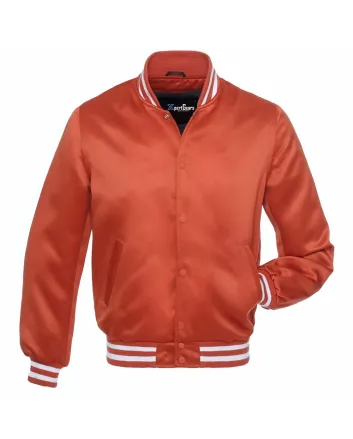 Texas Orange Striped Satin Bomber Jacket