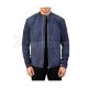 Navy Blue Sheepskin Leather Jacket Front View