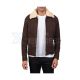 Distressed brown cowhide suede leather jacket front view