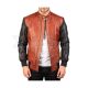 Maroon and Black Sheep Leather Bomber Jacket Front View
