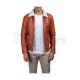 Brown sheepskin leather jacket front view
