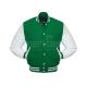 Kelly Green Wool and Cowhide Leather American Varsity Jacket - Front View