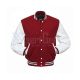 Cardinal Wool Body American Varsity Jacket with White Leather Sleeves - Front View